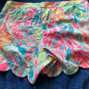 Lilly Pulitzer Buttercup Knit Scallop Shorts Leaf It Wild Sz 2 Amalfi Blue Flora
